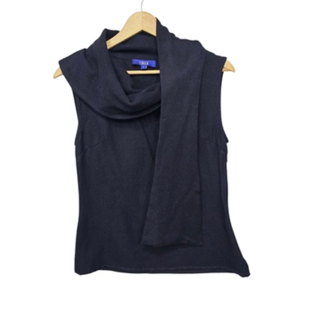 Lorick Sweater Womens 2 Black 100% Wool‎ Cowl Neck Sleeveless Knit Top Side Zip